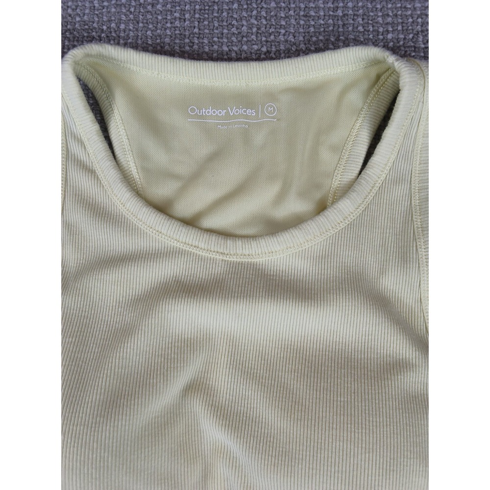 Outdoor Voices Ribbed Cropped Tank Top Built-In Shelf Bra Yellow Size M